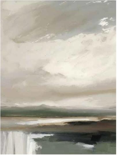 Mountain Lake, Painting, H120xW90xD3cm, Brown/Sand/Green